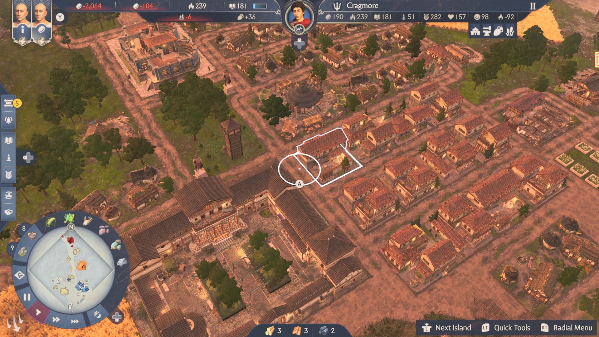An overlook of a city in Anno 117 Pax Romana