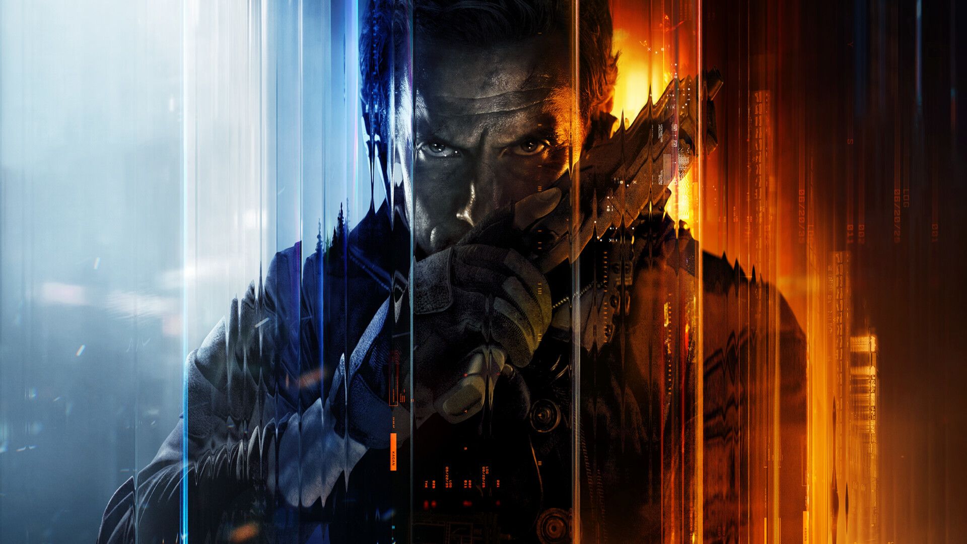 A close up of a man holding a gun during the reveal for Call of Duty: Black Ops 7.