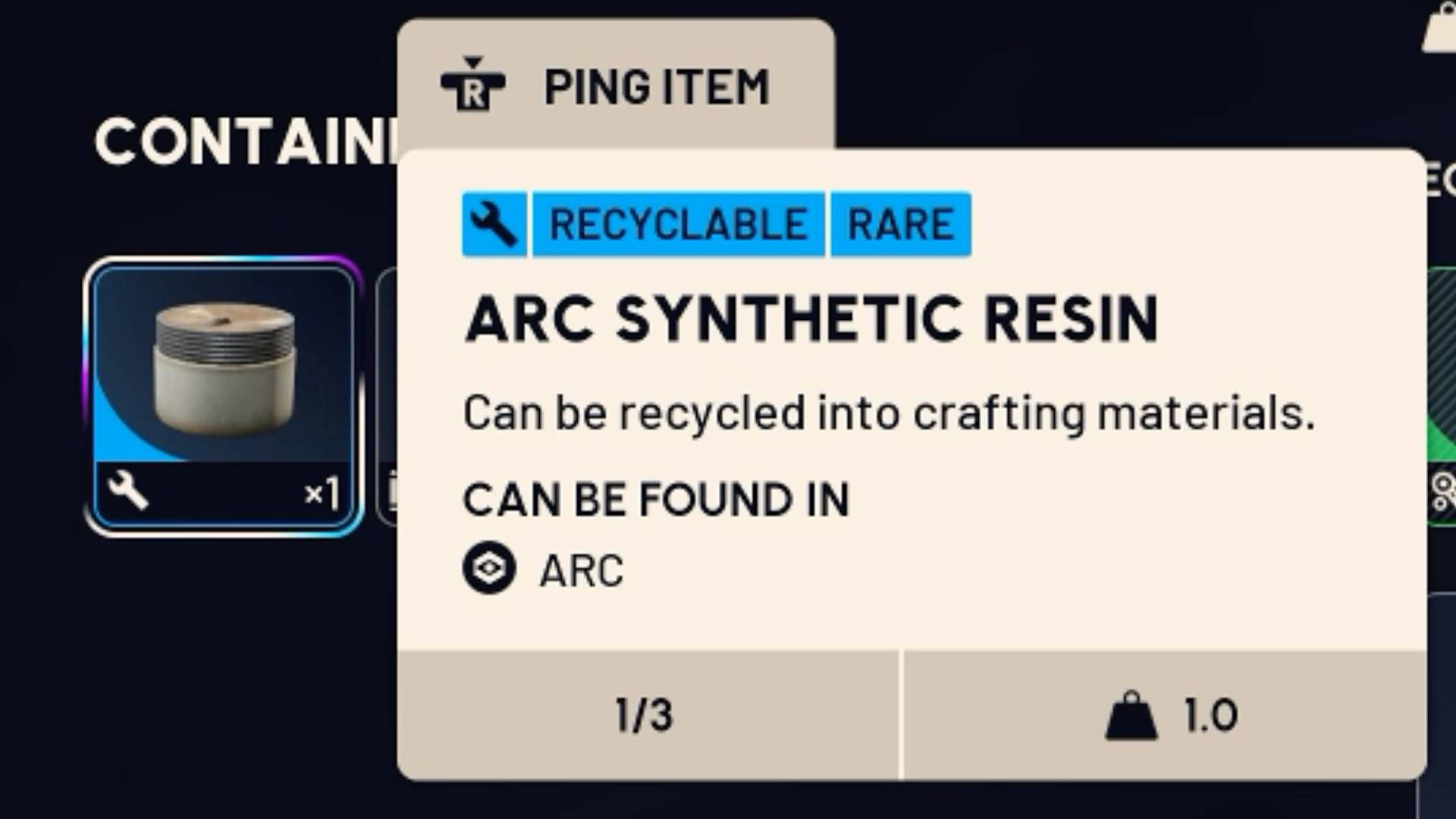 arc raiders arc resin