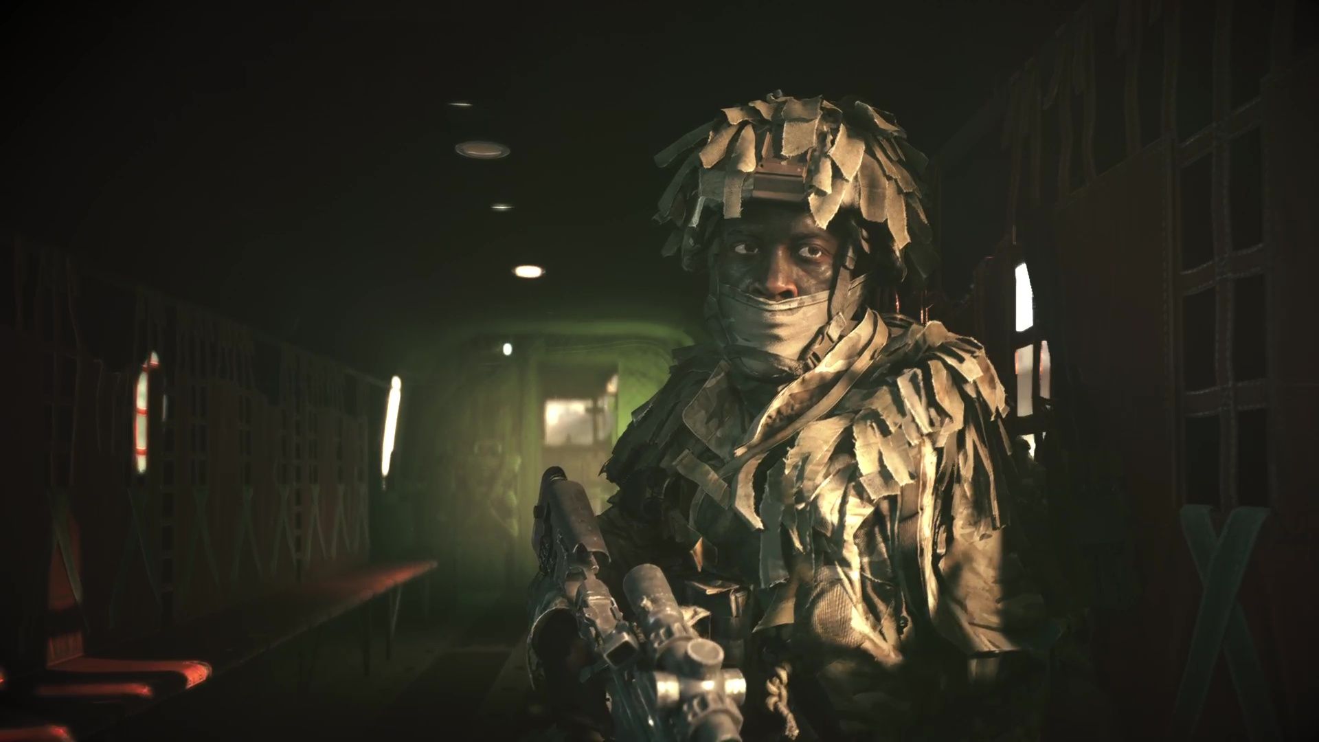 A Battlefield Redsec recon sniper waits in a chopper