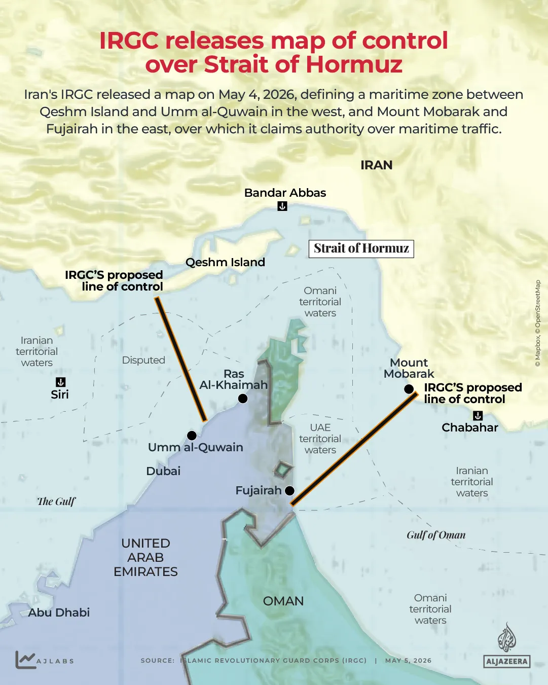 INTERACTIVO - El IRGC publica un mapa de control sobre el Estrecho de Ormuz - 5 de mayo de 2026-1777975253