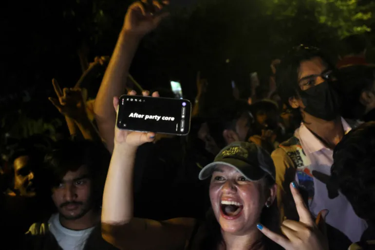 Celebraciones tras la dimisión de Pradhan en Jantar Mantar, Nueva Delhi, 25 de julio de 2026